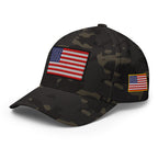 Old Glory American Flag Flexfit Hat in Multicam Black, left front view