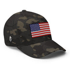 Old Glory American Flag Flexfit Hat in Multicam Black, right front view
