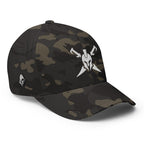 Multicam Black structured Flexfit cap, right front view with Call to Arms embroidery