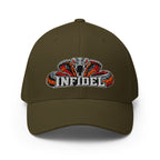 Front view of olive Infidel Cobra King Flexfit hat