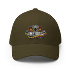 Front view of olive Infidel Coiled Cobra Flexfit hat