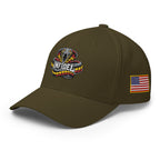 Left-front view of olive Infidel Coiled Cobra Flexfit hat