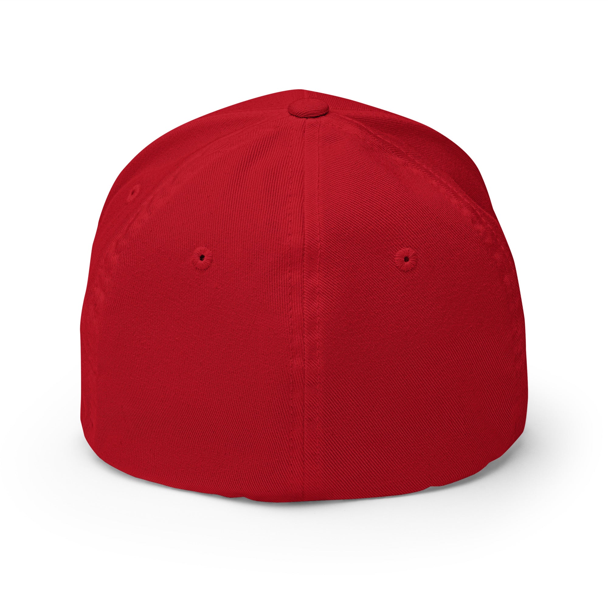 Back view of red Infidel Cobra King Flexfit hat