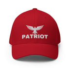 Red cap with white eagle logo and 'Patriot' text on a white background