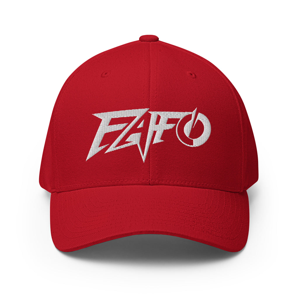 Front view of red FAFO Power Flexfit hat