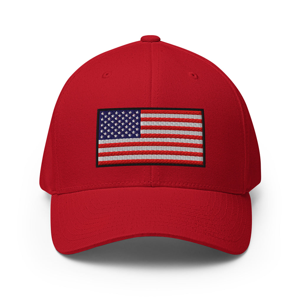 Old Glory American Flag Flexfit Hat in Red, front view