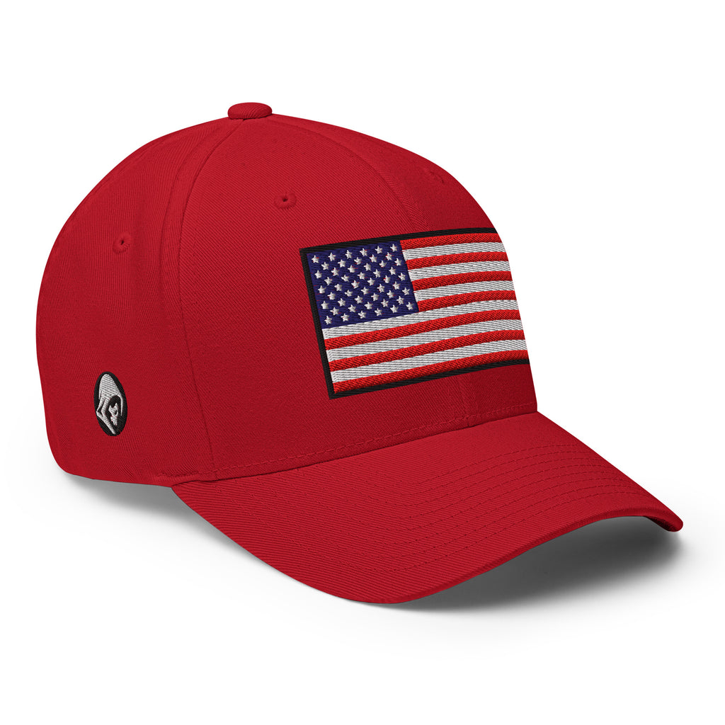 Old Glory American Flag Flexfit Hat in Red, right front view