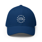 Front view of royal blue 1776 Betsy Ross Stars Flexfit hat