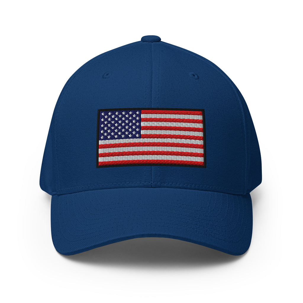 Old Glory American Flag Flexfit Hat in Royal Blue, front view
