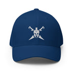 Royal Blue structured Flexfit cap, front view with Call to Arms embroidery