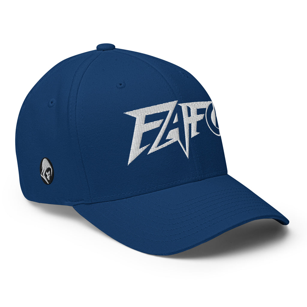 Right-front view of royal blue FAFO Power Flexfit hat