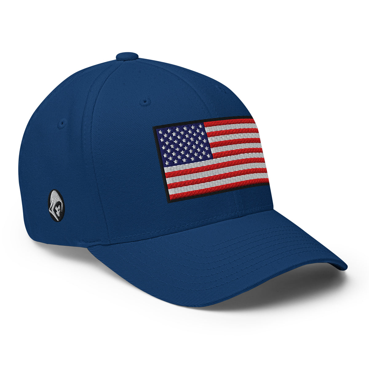 Old Glory American Flag Flexfit Hat in Royal Blue, right front view