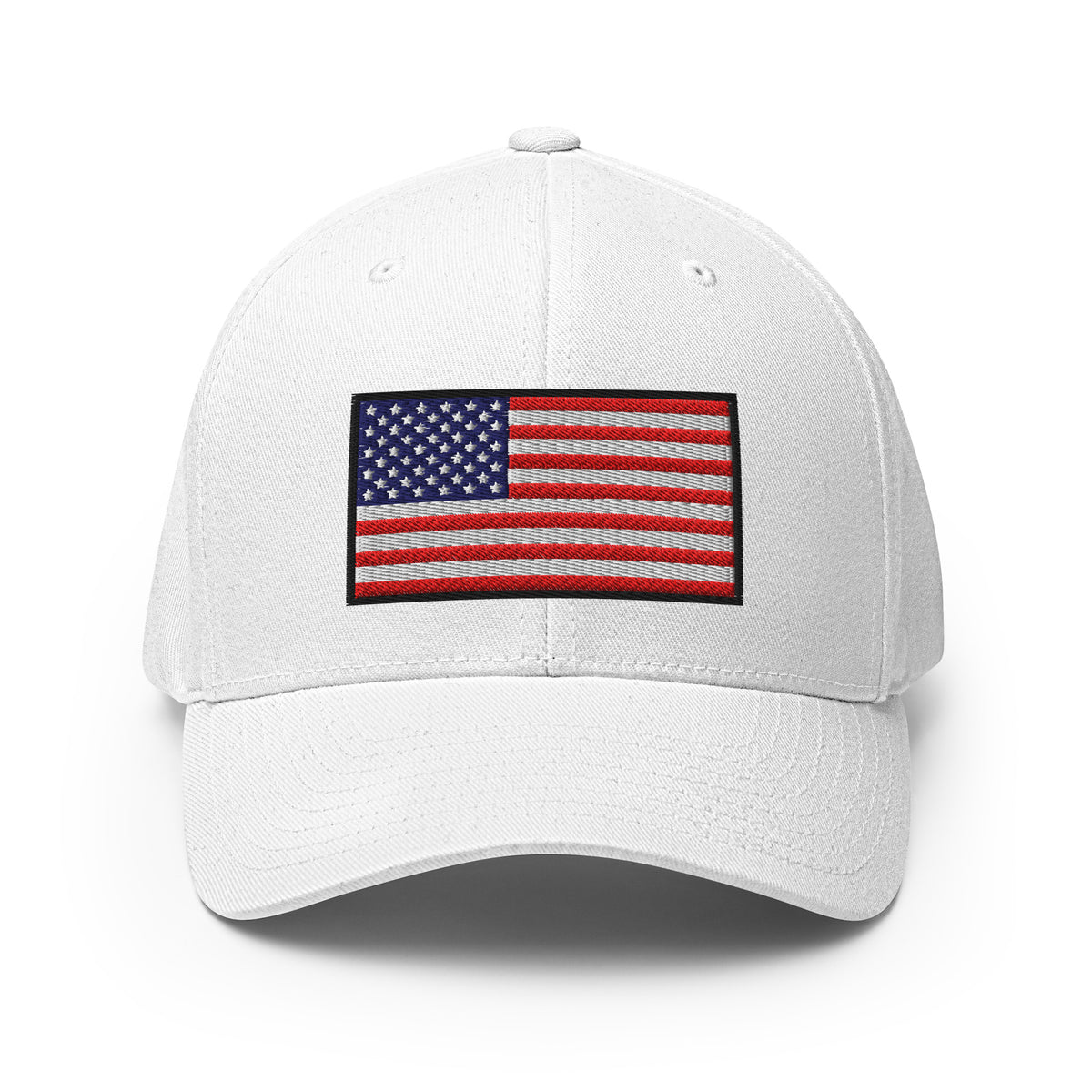 Old Glory American Flag Flexfit Hat in White, front view