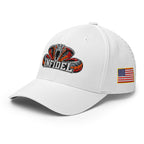 Left-front view of white Infidel Cobra King Flexfit hat