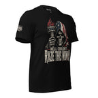 Couldn’t Raze This Woman skull liberty torch graphic black tee from Infidel Collective