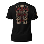 Crimson Cross Infidel back print black tee from Infidel Collective