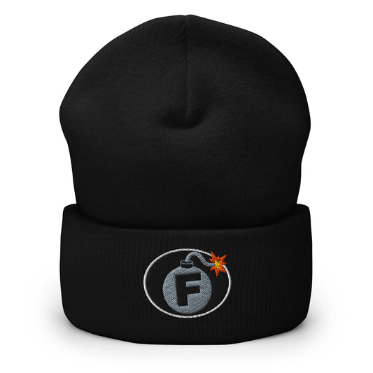 NSFW F-Bomb design is embroidered into this Cuffed Beanie by Infidel Collective - available in 12 colors, shown here in black.