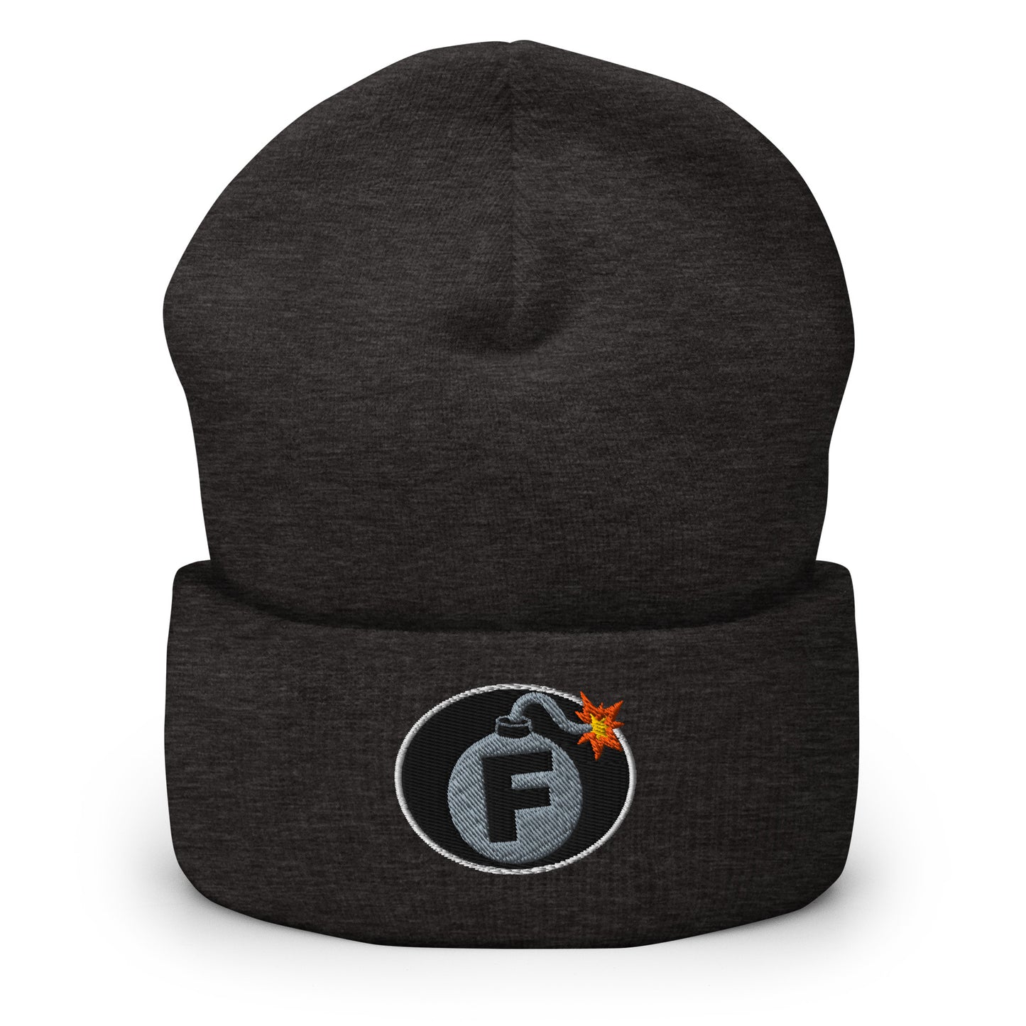 NSFW F-Bomb design is embroidered into this Cuffed Beanie by Infidel Collective - available in 12 colors, shown here in grey.
