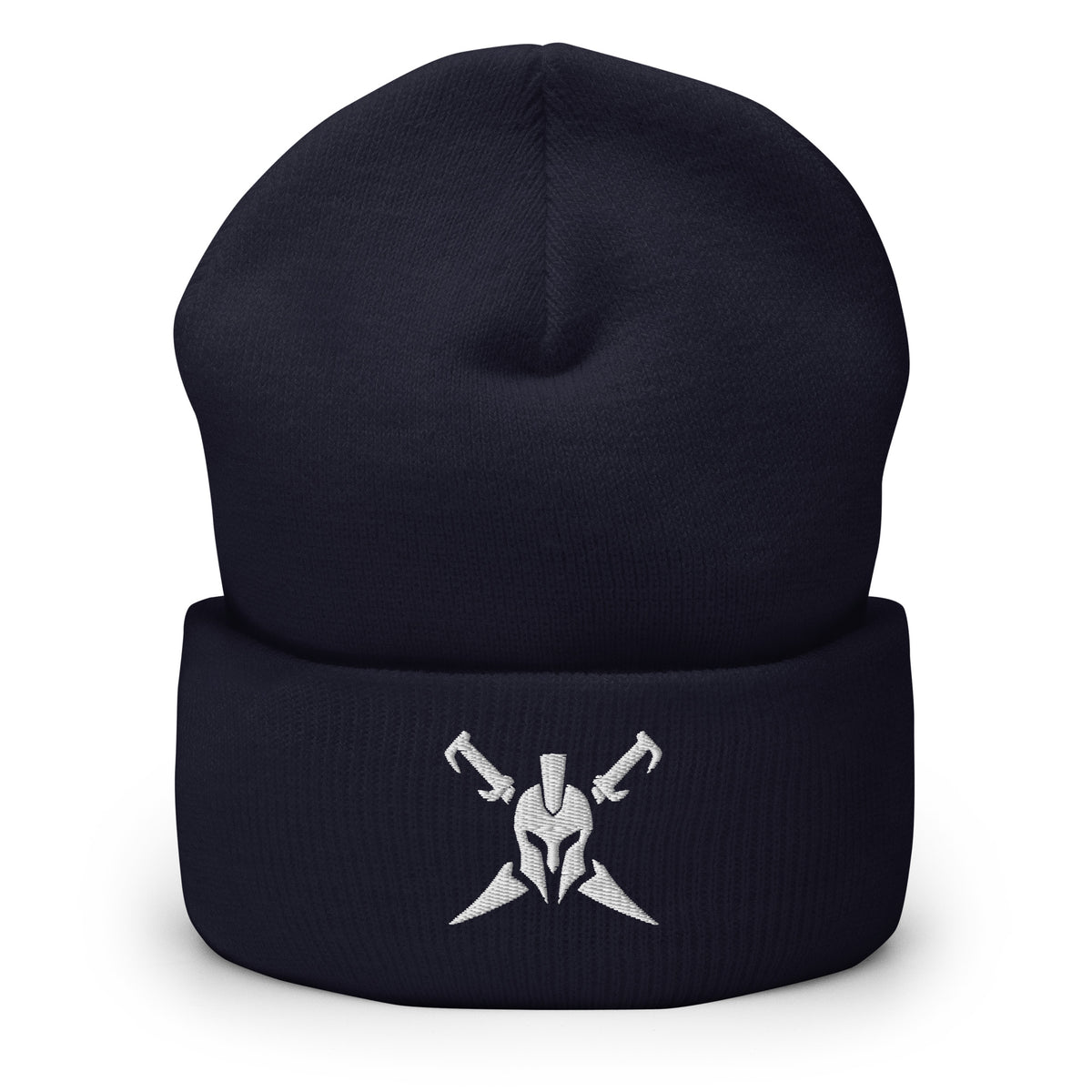 Navy, beanie, with embroidered Call to Arms, front view