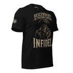 Descendant of Freedom Fighters Infidel front graphic black tee from Infidel Collective