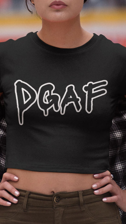 Crop Top  Crop Top NSFW – DGAF Graffiti Font Black Graphic Tee Infidel Collective
