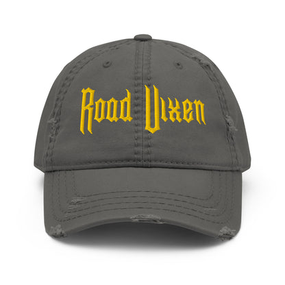 Road Vixen Distressed Ball Cap - Yellow Stitch  Infidel Collective