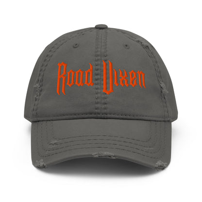 Road Vixen Distressed Dad Hat - Orange Stitch  Infidel Collective