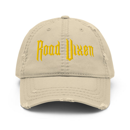 Road Vixen Distressed Ball Cap - Yellow Stitch  Infidel Collective