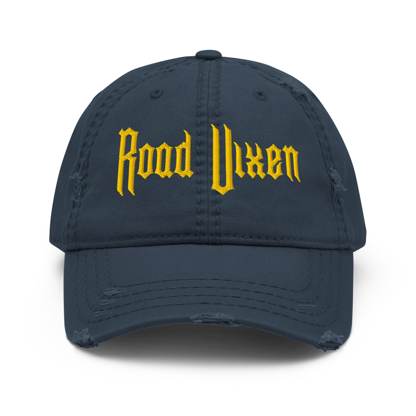 Road Vixen Distressed Ball Cap - Yellow Stitch  Infidel Collective
