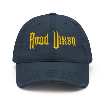 Road Vixen Distressed Ball Cap - Yellow Stitch  Infidel Collective