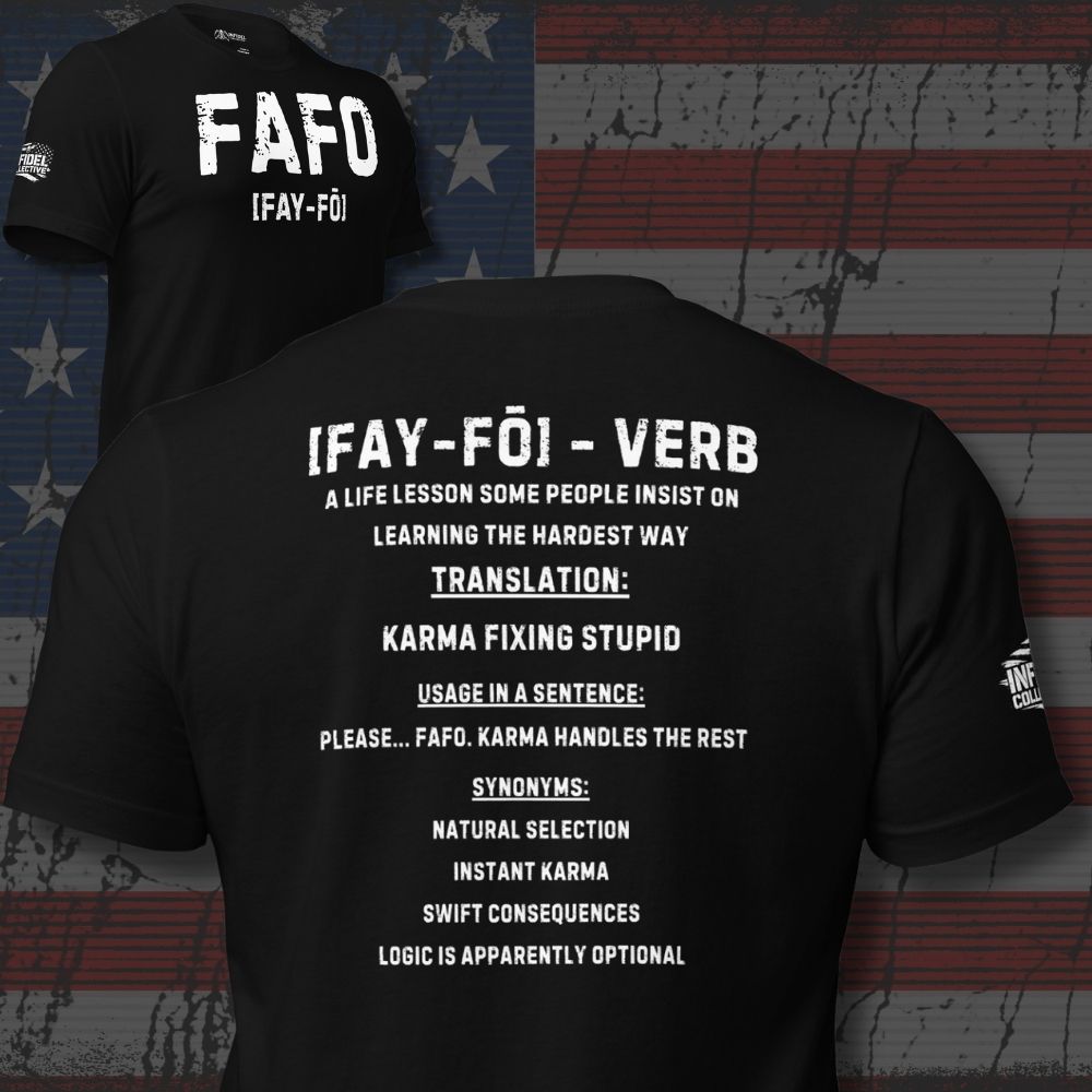 FAFO Defined back print black graphic tee from Infidel Collective