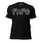 Black tee featuring FAFO in white graffiti-style lettering