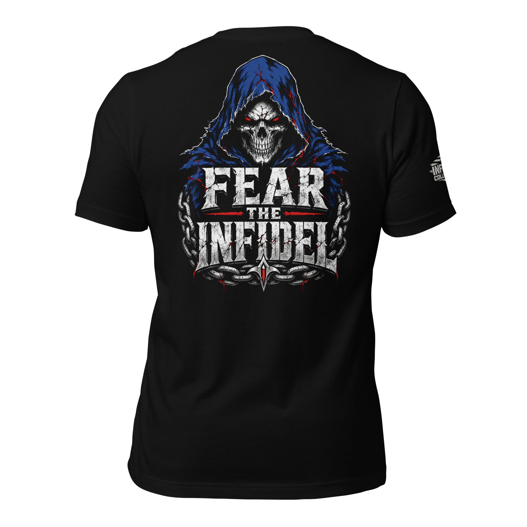 Fear Infidel Blue Reaper back print black tee from Infidel Collective