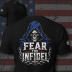 Fear Infidel Blue Reaper back print black tee from Infidel Collective