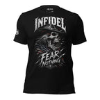 Fear Nothing Infidel Reaper graphic black tee from Infidel Collective