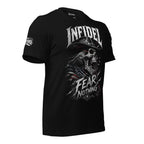 Fear Nothing Infidel Reaper graphic black tee from Infidel Collective