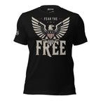 Fear the Free eagle shield front print black tee from Infidel Collective