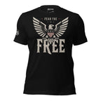 Fear the Free eagle shield front print black tee from Infidel Collective