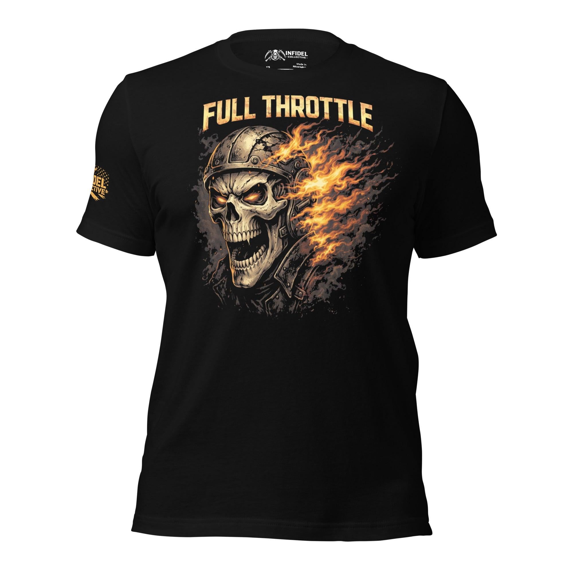 Full Throttle skull flame graphic black tee from Infidel Collective