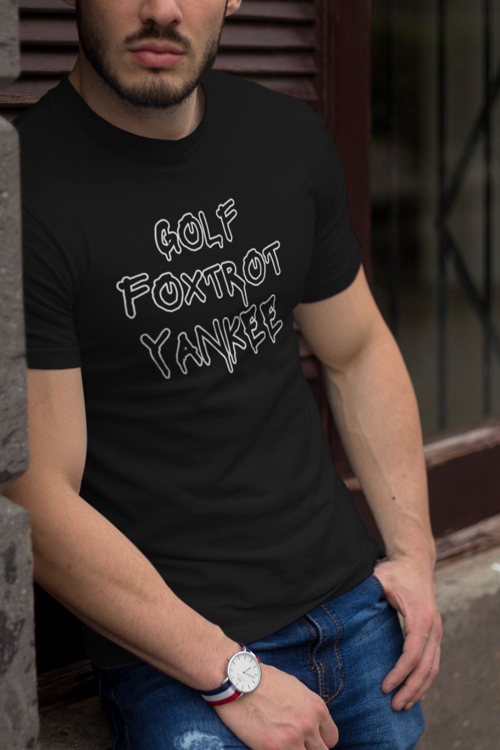 T-Shirt  Graphic Tees Men & Women Rock– NSFW Golf Foxtrot Yankee Black T Shirt Infidel Collective