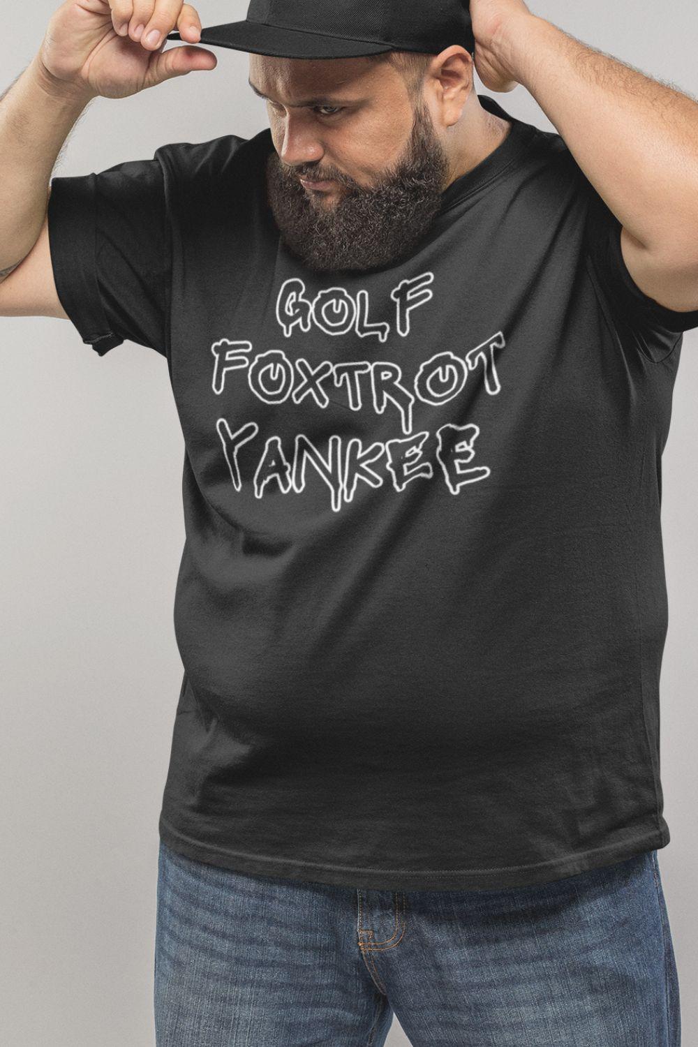 T-Shirt  Graphic Tees Men & Women Rock– NSFW Golf Foxtrot Yankee Black T Shirt Infidel Collective