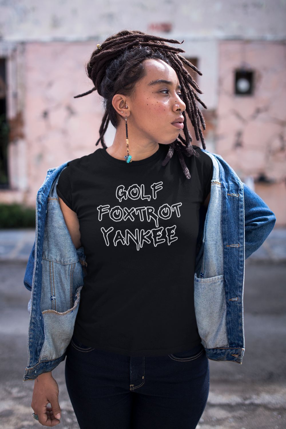 T-Shirt  Graphic Tees Men & Women Rock– NSFW Golf Foxtrot Yankee Black T Shirt Infidel Collective