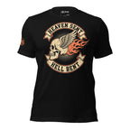 Hell Bent biker skull wing graphic black tee from Infidel Collective