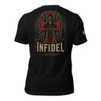 Holy Ground Infidel reaper cross back print black tee from Infidel Collective