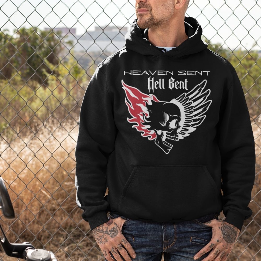 Heaven Sent Hell Bent Black Hoodie  Infidel Collective