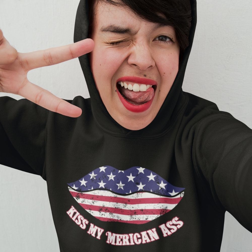 Kiss My ’Merican Ass Black Hoodie  Infidel Collective