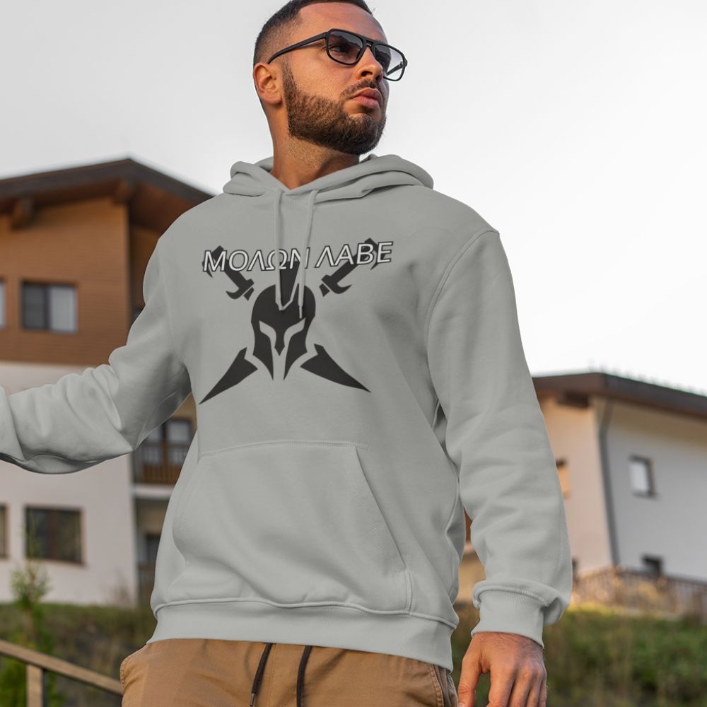 Molon Labe Spartan's Call to Arms 2A Grey Hoodie  Infidel Collective