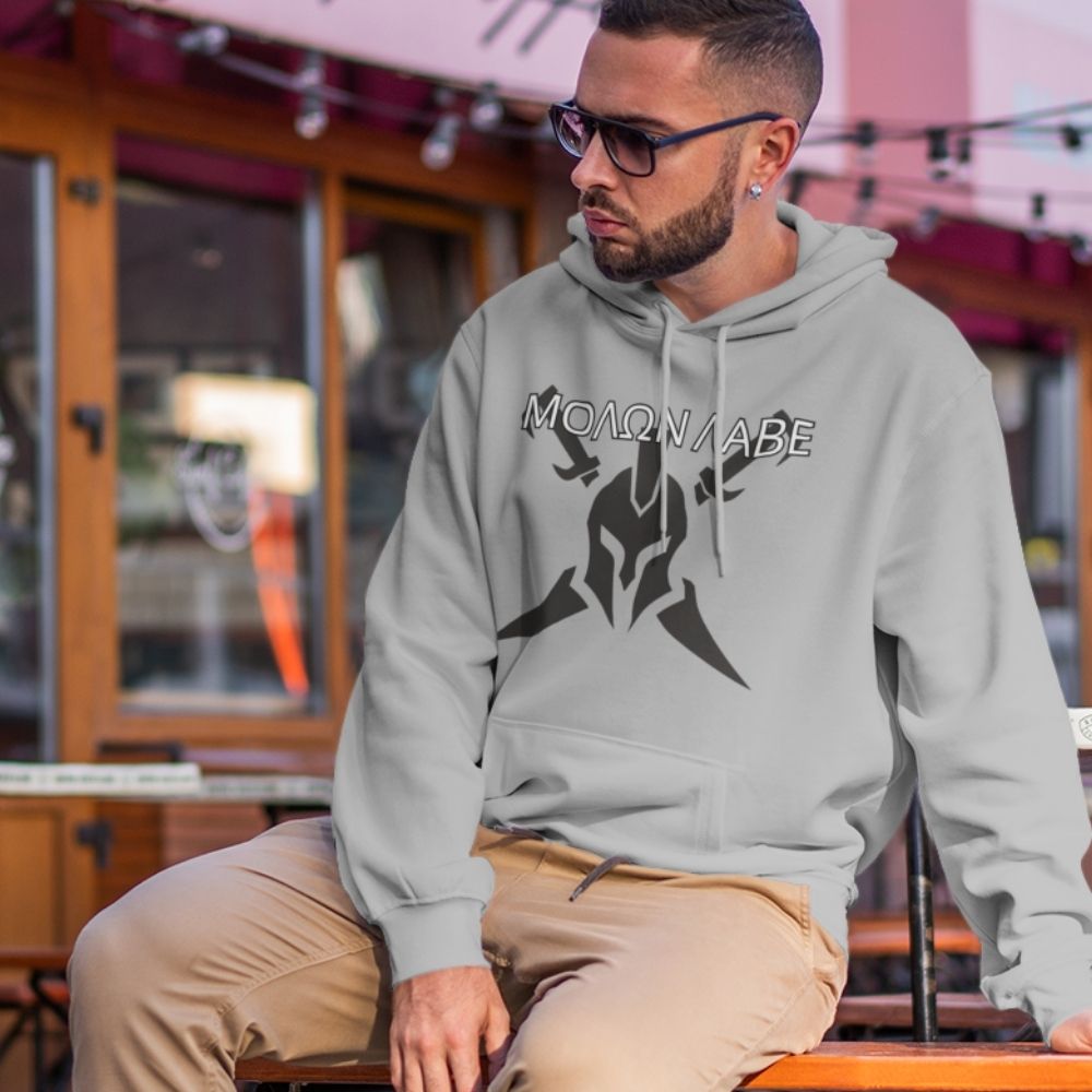Molon Labe Spartan's Call to Arms 2A Grey Hoodie  Infidel Collective