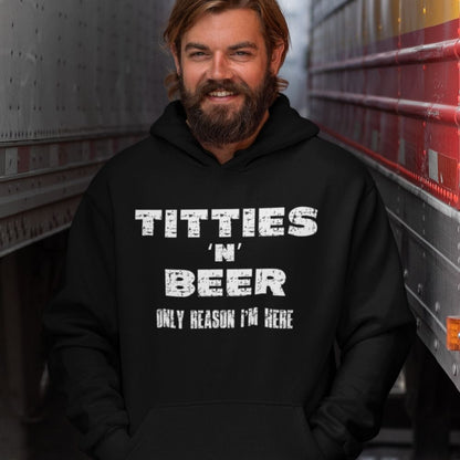 Titties N Beer – Funny NSFW Distressed Black Hoodie  Infidel Collective