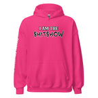 I Am the Shitshow women’s front print pink hoodie from Infidel Collective